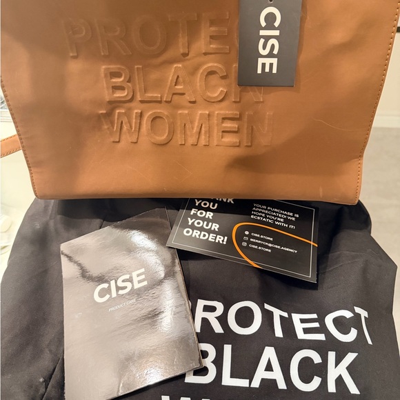 Cise "Protect Black Women" Suede Brown Tote - Picture 4 of 11